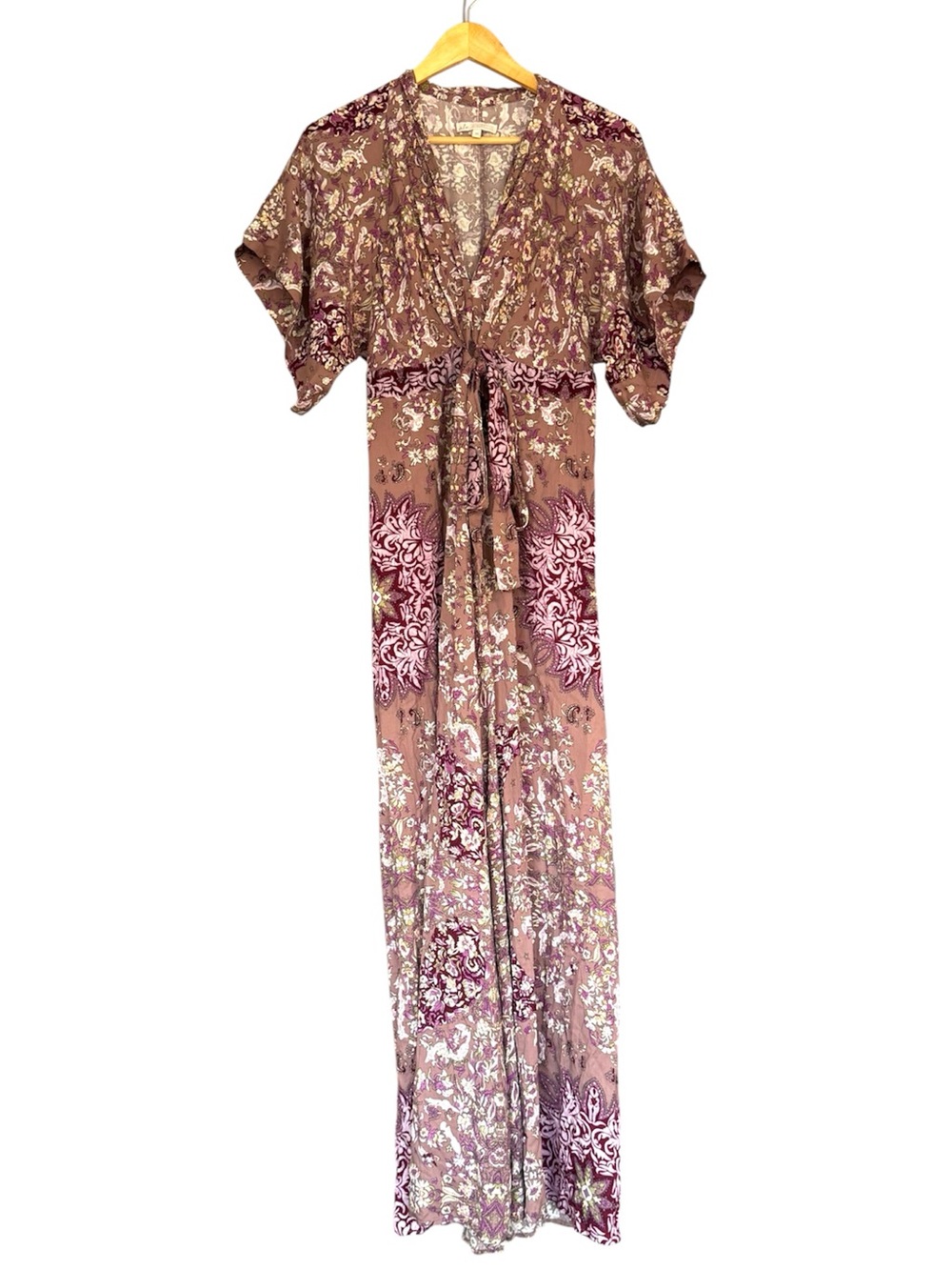 Ale by Alessandra Ambrosio Paisley Kimono Maxi Dress Purple XS Boho